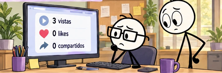 El equipo revisa un reel con tres vistas y cero likes